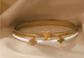 Golden Dual-Tone Clover Bangle
