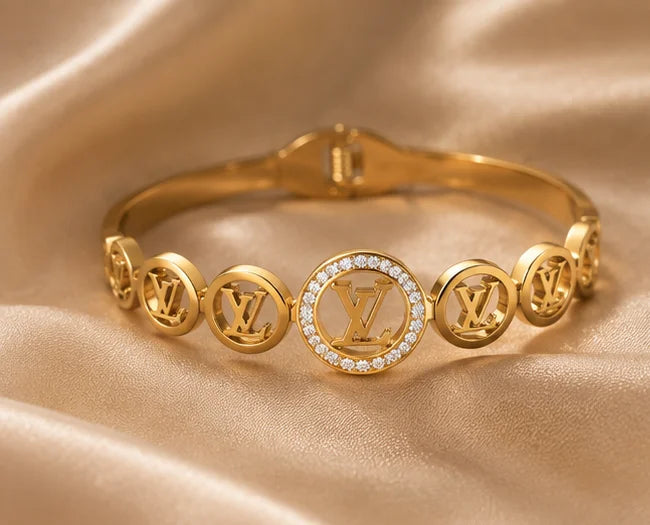 Golden Engraved Slim Bangle