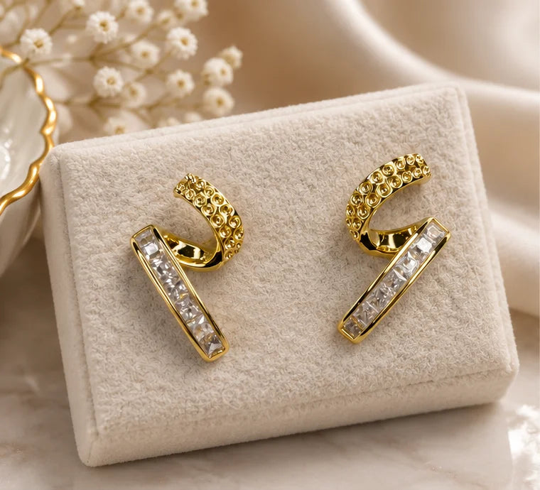 Golden Duo Crystal Hoop Earrings
