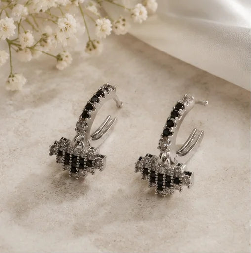 Midnight Crystal Bow Huggie Earrings