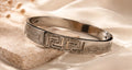 Silver Crystal Greek Key Bangle