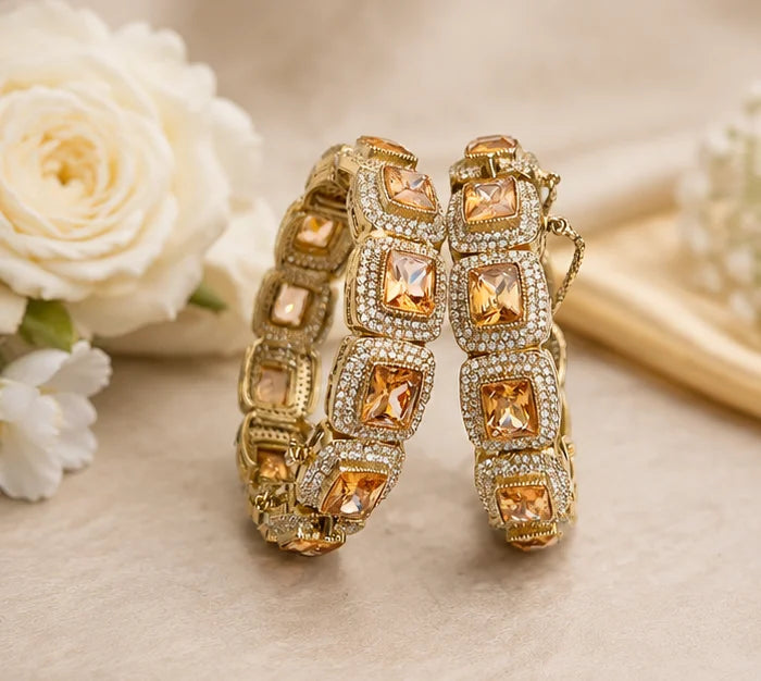 Golden Crystal Radiance Bangle Set