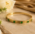 Golden Emerald Geometric Bangle