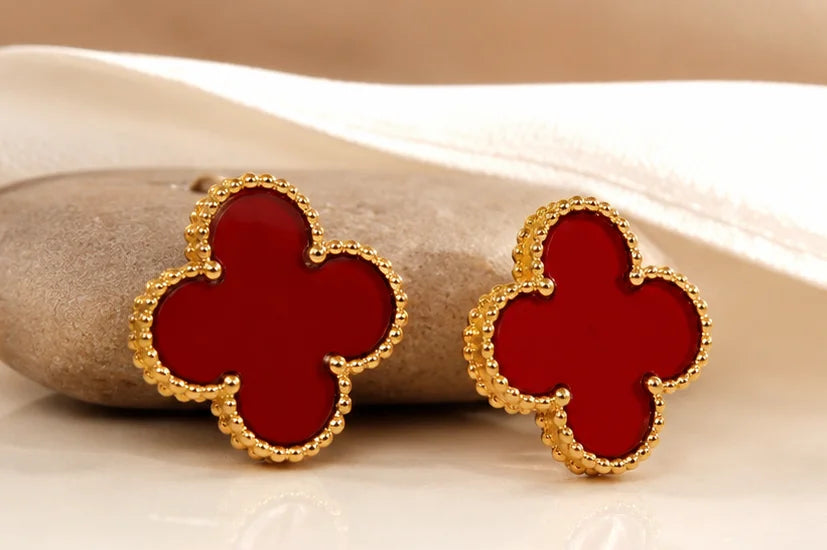 Ruby Clover Stud Earrings