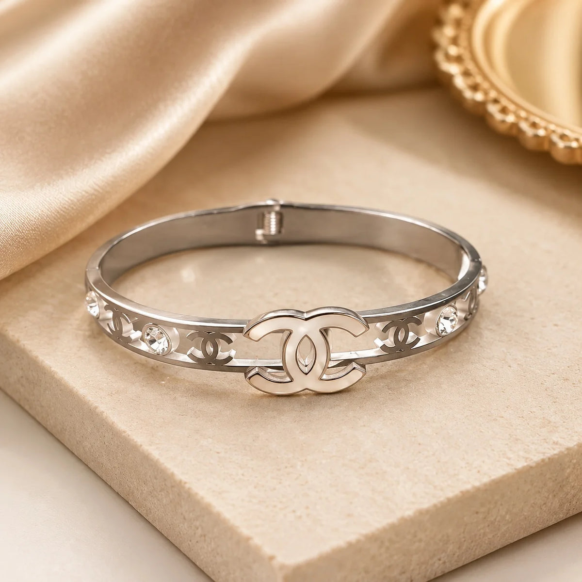 Silver Crystal Heritage Bangle