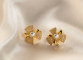 Pearl Bow Crystal Studs