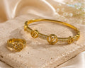 Golden Crystal Circle Bracelet & Ring Set