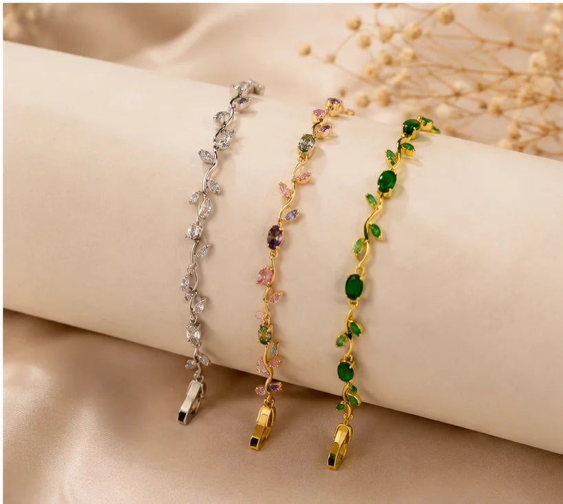 Emerald Vine Crystal Bracelet