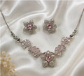 Pink Floral Crystal Necklace Set