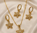 Golden Floral Crystal Drop Necklace Set