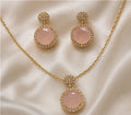 Rosy Crystal Drop Necklace Set