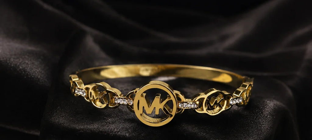 Golden Crystal Monogram Bangle