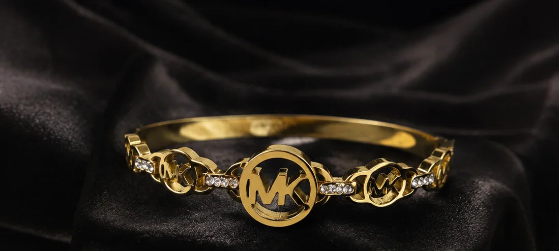 Golden Crystal Monogram Bangle