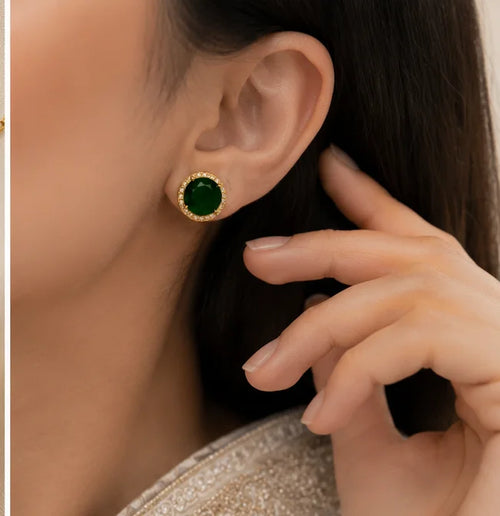 Emerald Roundstone Necklace Set