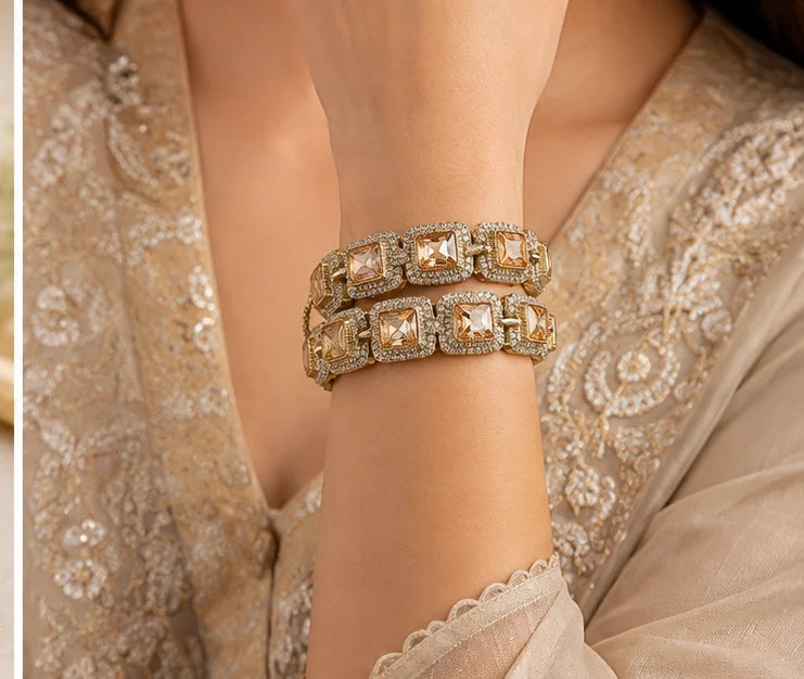 Golden Crystal Radiance Bangle Set
