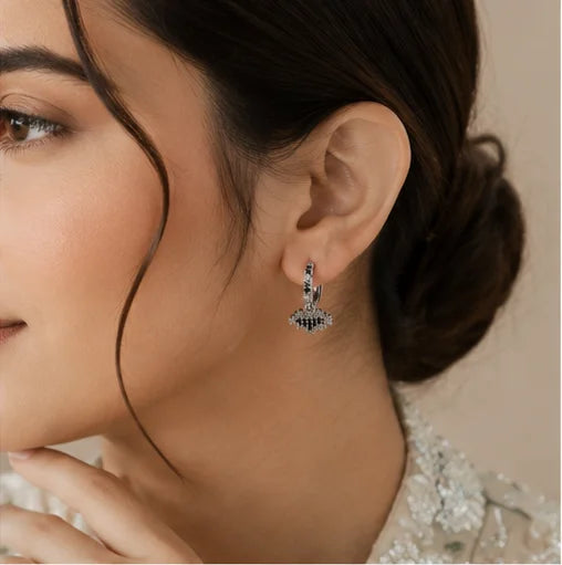 Midnight Crystal Bow Huggie Earrings