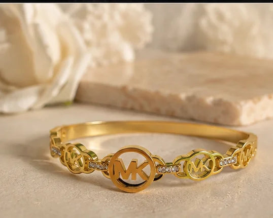 Golden Crystal Monogram Bangle