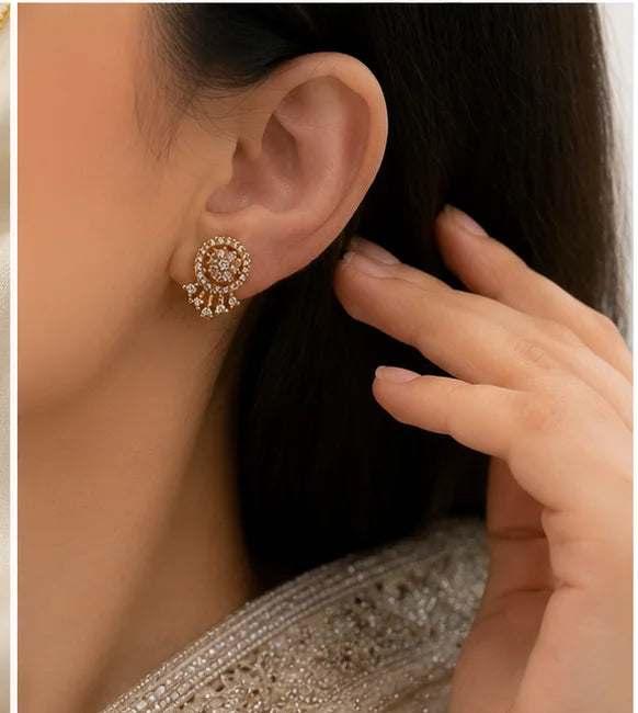 Golden Circle Stone Necklace Set
