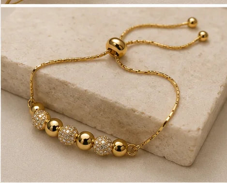 Golden Crystal Beaded Jewellery Set
