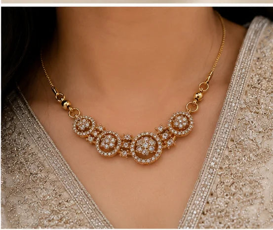 Golden Circle Stone Necklace Set