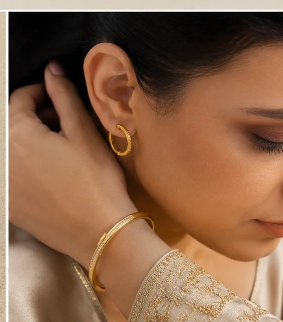 Gold-Tone Crystal Pavé Bracelet & Ring Set