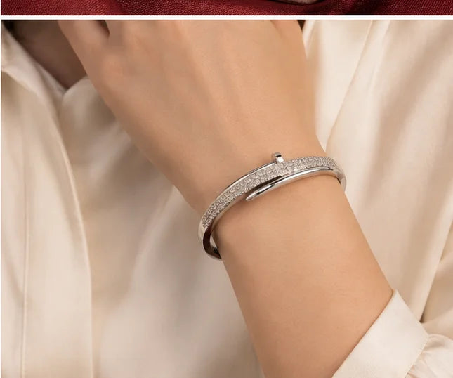 Silver Crystal Pavé Bangle & Ring Set