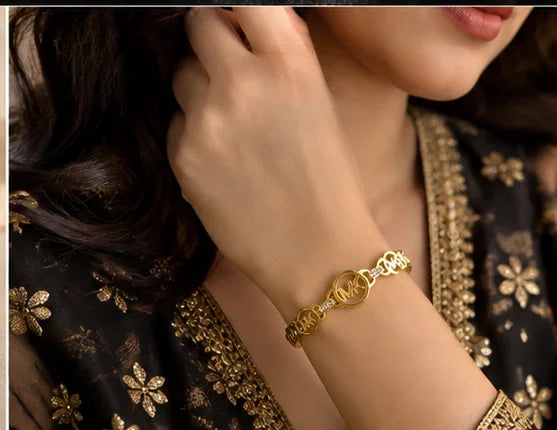 Golden Crystal Monogram Bangle