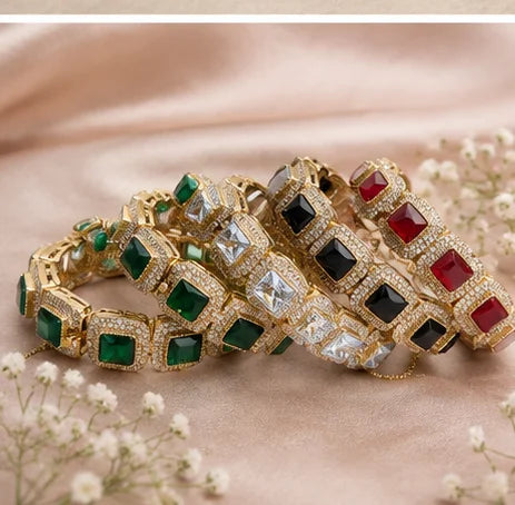 Golden Crystal Radiance Bangle Set