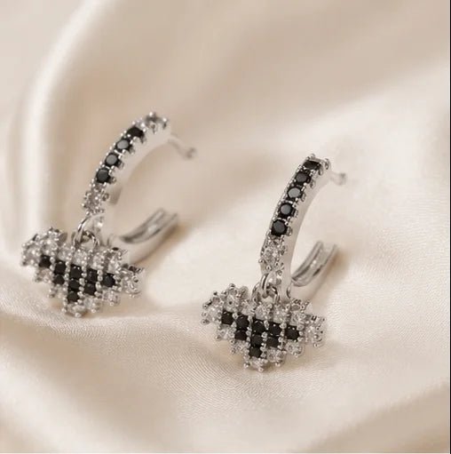 Midnight Crystal Bow Huggie Earrings