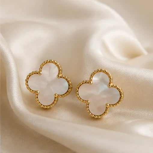 Ivory Clover Pearl Studs