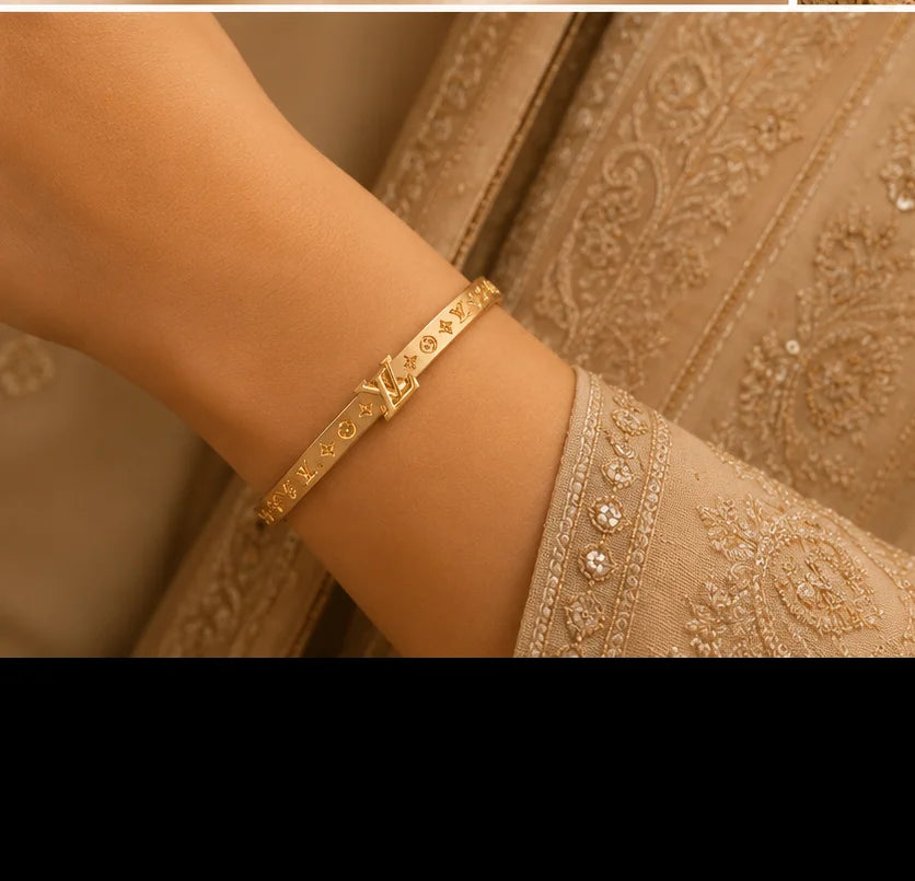 Golden Sculpted Heritage Bangle