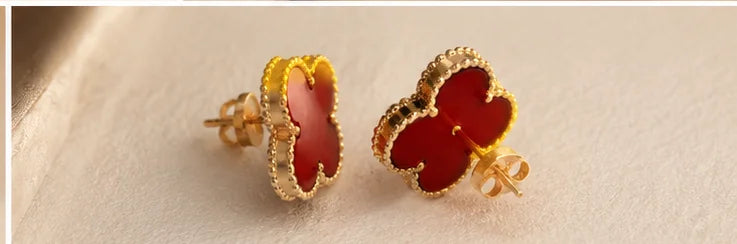 Ruby Clover Stud Earrings