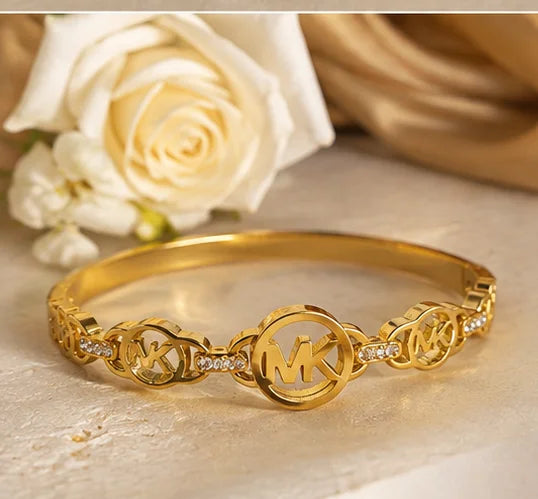 Golden Crystal Monogram Bangle