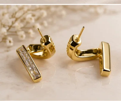 Golden Duo Crystal Hoop Earrings