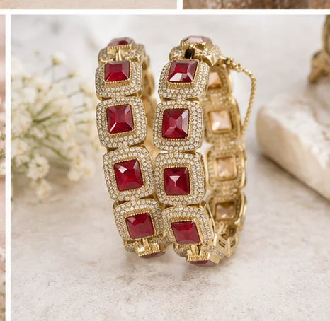 Golden Crystal Radiance Bangle Set