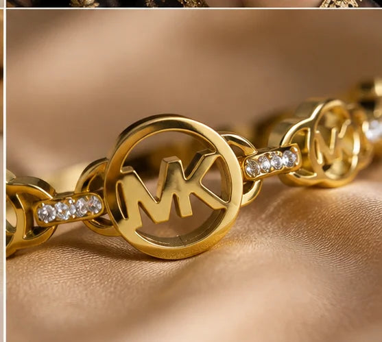 Golden Crystal Monogram Bangle