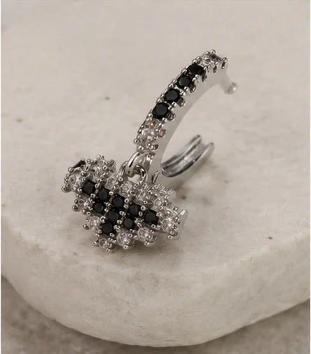 Midnight Crystal Bow Huggie Earrings