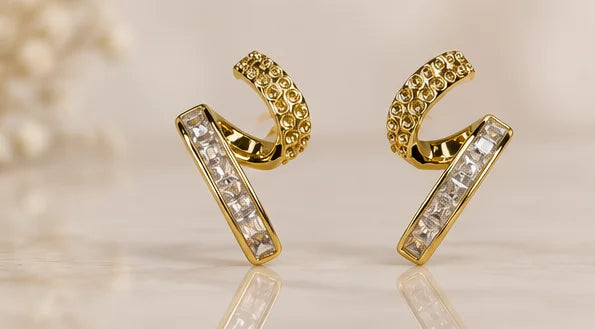 Golden Duo Crystal Hoop Earrings