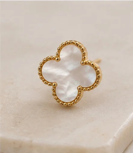 Ivory Clover Pearl Studs