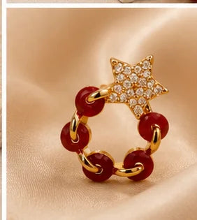 Ruby Star Hoop Earrings