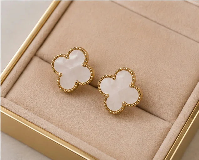 Ivory Clover Pearl Studs
