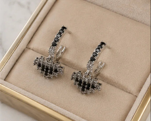 Midnight Crystal Bow Huggie Earrings