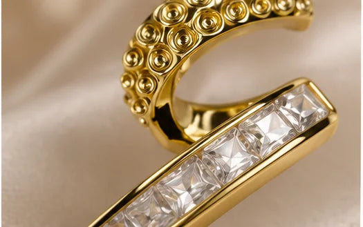 Golden Duo Crystal Hoop Earrings