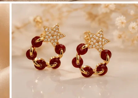 Ruby Star Hoop Earrings