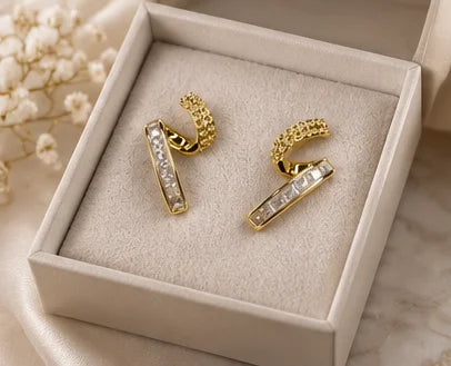 Golden Duo Crystal Hoop Earrings