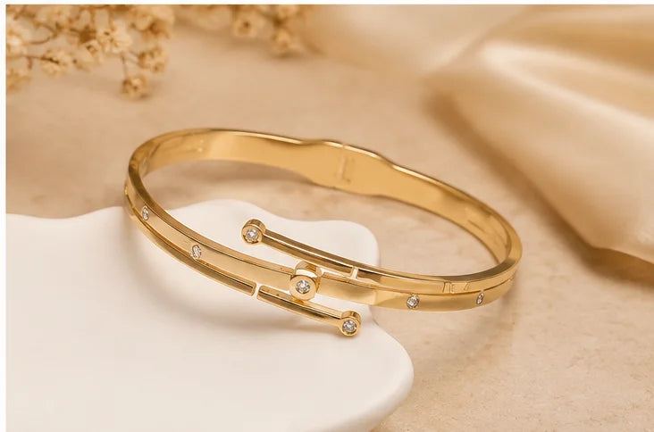 Golden Medallion Accent Bangle