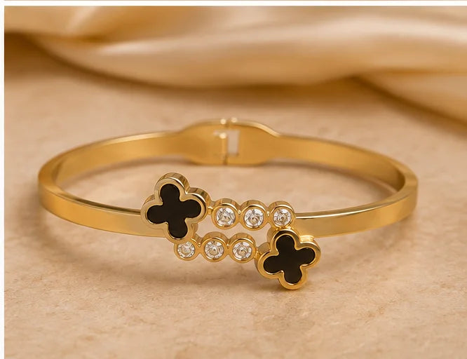 Golden Clover Crystal Bangle