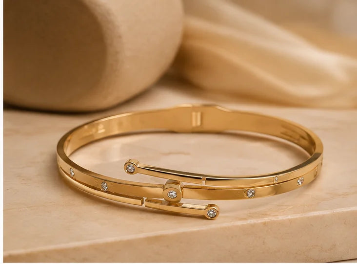 Golden Medallion Accent Bangle