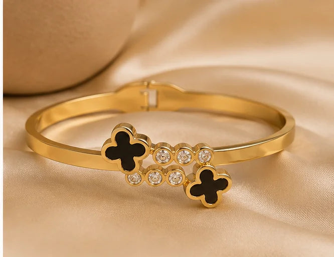 Golden Clover Crystal Bangle
