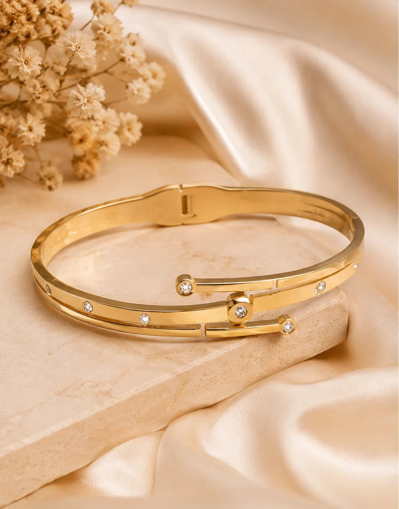 Golden Medallion Accent Bangle